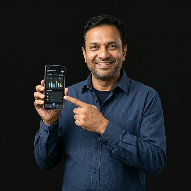Man displaying property app